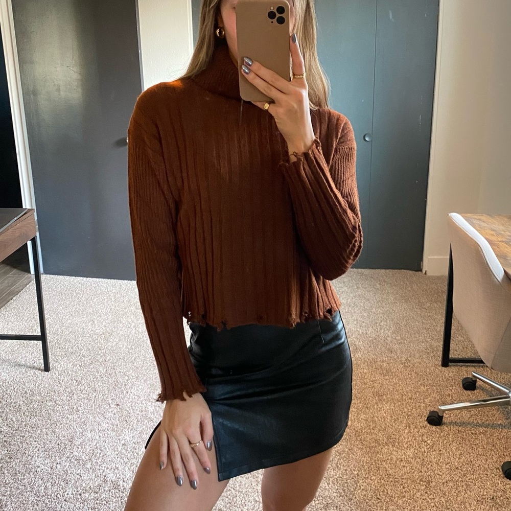 Cropped Turtleneck Sweater